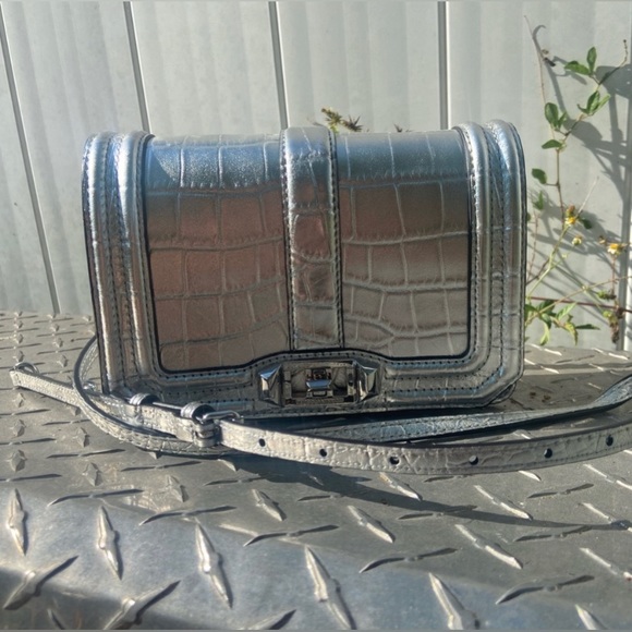 Rebecca Minkoff Handbags - NWOT Rebecca Minkoff Small Love leather Crossbody shoulder bag silver crocodile